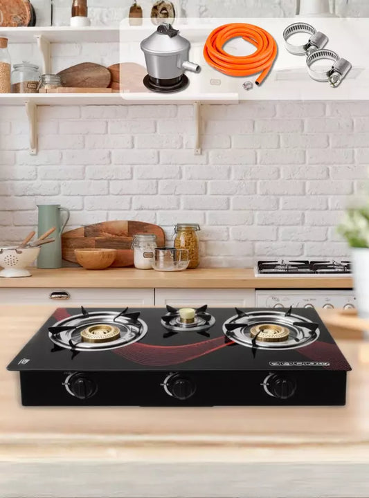 COCINA COMPACTA DE GAS TRIPLE DE ACERO
