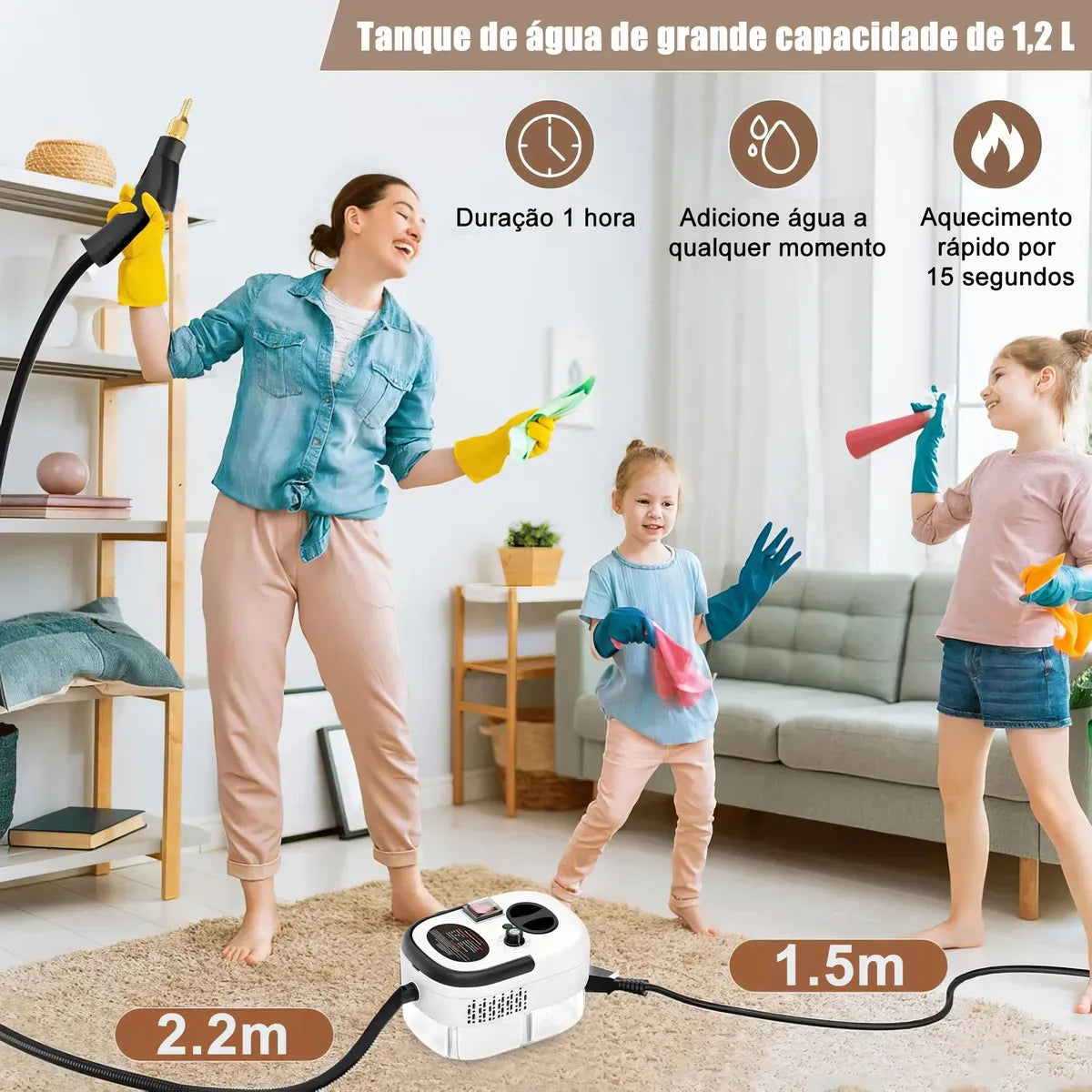 LIMPIADOR A VAPOR A PRESIÓN PORTÁTIL 2.500W
