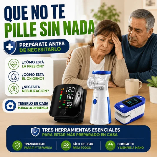 KIT TENSIÓMETRO + NEBULIZADOR + OXÍMETRO